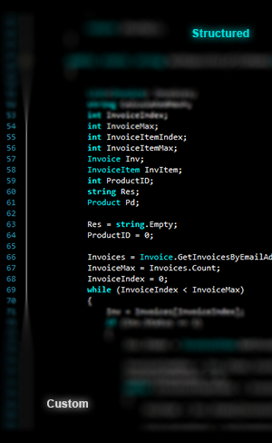 Structured, Custom Code